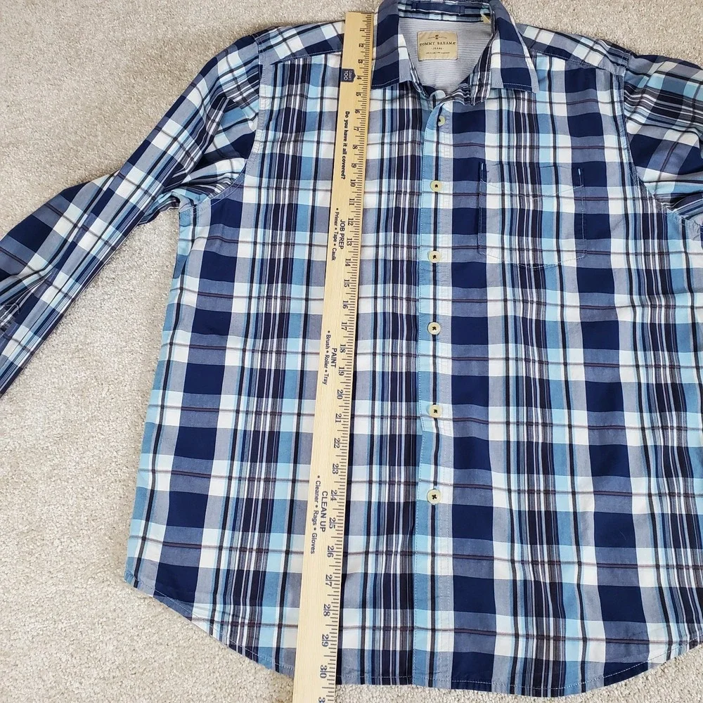 Tommy Bahama Men's Shirt Size‎ Large Blue Plaid Long Sleeve